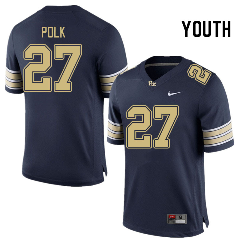 Youth #27 Israel Polk Pitt Panthers College Football Jerseys Stitched Sale-Navy